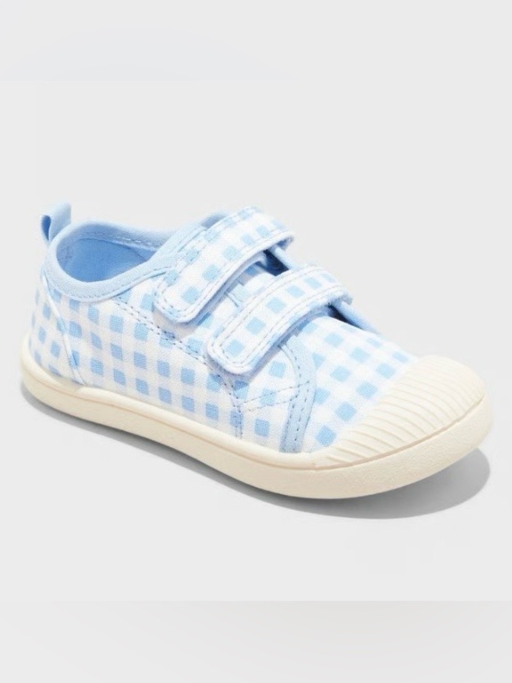 Toddler Size 7 Blue Gingham Canvas Velcro Sneakers Cat & Jack NEW